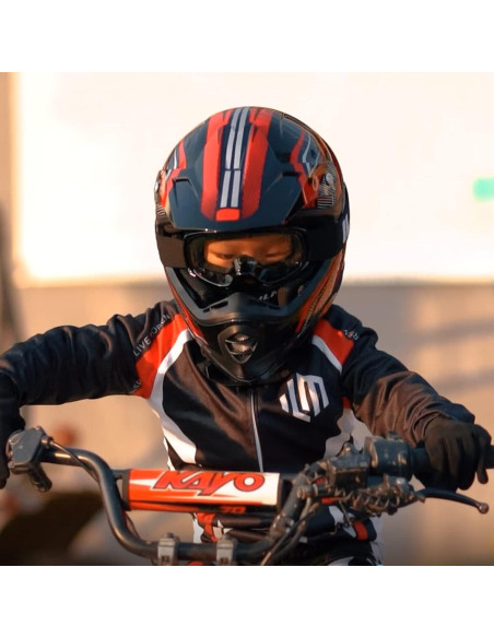Casco ATV Niños ILM Juventud-M Rojo Plata con Gafas y Guantes Casco ATV Niños ILM Juventud-M Rojo Plata con Gafas y Guantes