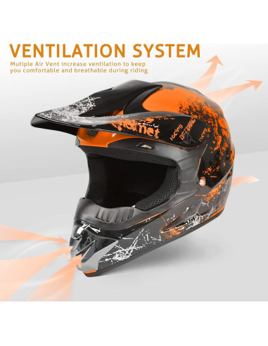 Casco de Motocross SanQing Naranja Mediano para Niños