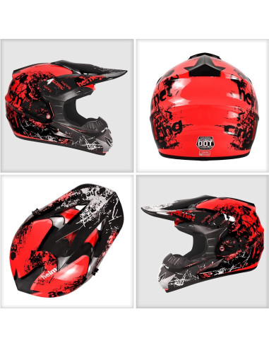 Casco de Motocross SanQing Rojo Pequeño Aprobado por DOT