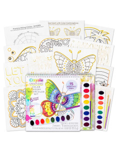 Conjunto de Acuarelas Crayola 8 colores + 2 pinceles + 15 hojas