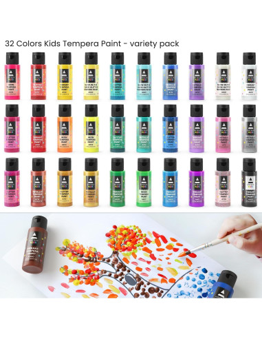 Pintura Tempera ARTEZA 32 Colores 60ml Lavable Niños
