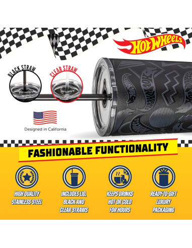 Vaso Aislado Dragon Glassware Hot Wheels 710 ml con Pajilla