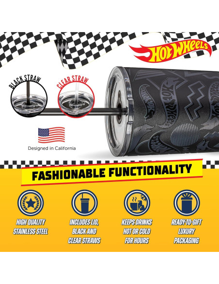 Vaso Aislado Dragon Glassware Hot Wheels 710 ml con Pajilla Vaso Aislado Dragon Glassware Hot Wheels 710 ml con Pajilla