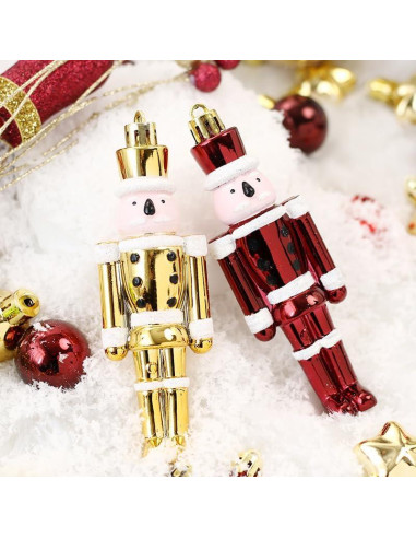 50 Adornos de Navidad FairyLee Rojo Dorado a Prueba de Rotos