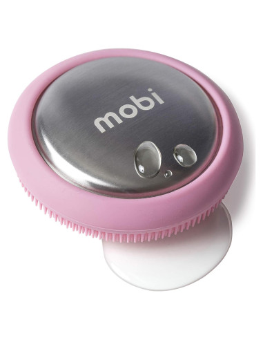 Barra de Jabón Acero Inoxidable y Cepillo Silicona Mobi Rosa