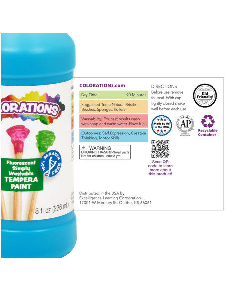 Pintura Tempera Lavable Coloraciones Fluorescente Set 6 x 236ml Pintura Tempera Lavable Coloraciones Fluorescente Set 6 x 236ml