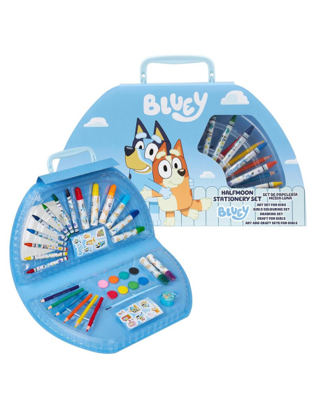 Kit de Dibujo Bluey 120 Piezas Estuche Azul Media Luna Kit de Dibujo Bluey 120 Piezas Estuche Azul Media Luna