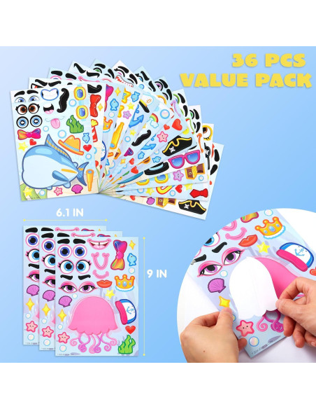 Stickes Animales Marinos JOYIN 36 Pcs Creativos para Niños Stickes Animales Marinos JOYIN 36 Pcs Creativos para Niños