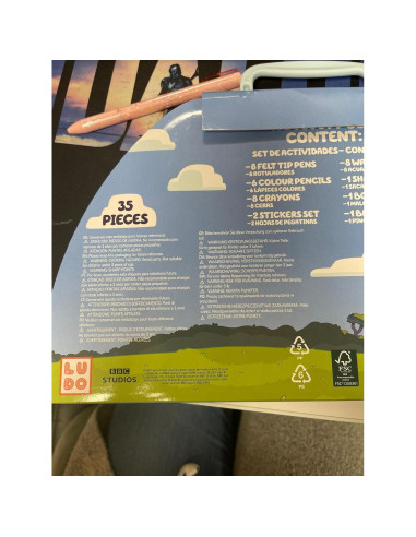 Kit de Dibujo Bluey 120 Piezas Estuche Azul Media Luna