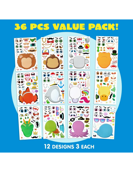 Stickers Animales Mezcla y Combina JOYIN 36 Piezas Stickers Animales Mezcla y Combina JOYIN 36 Piezas