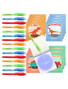 BONNYCO Paquete 16 Bolígrafos Tinta Invisible Dinosaurios