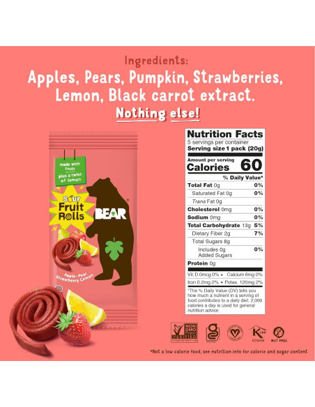 Yoyos de Fruta BEAR - Fresa y Manzana - 10 Rollos Yoyos de Fruta BEAR - Fresa y Manzana - 10 Rollos