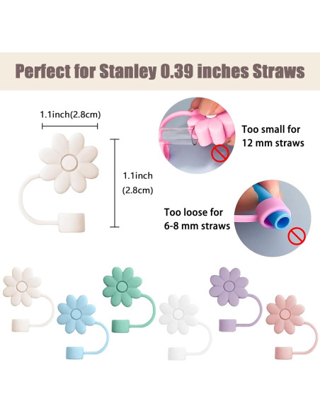Cubiertas de Pajitas de Silicona SEMATA Flor Rosa 6PCS Cubiertas de Pajitas de Silicona SEMATA Flor Rosa 6PCS