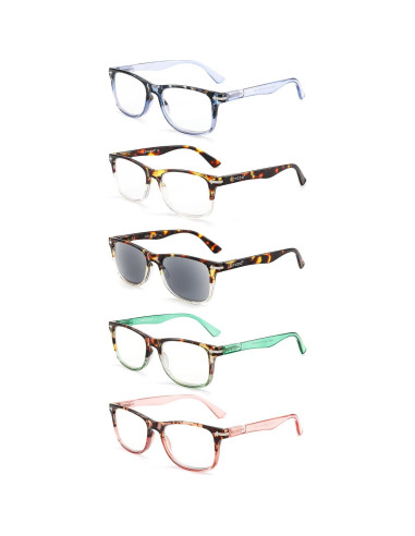 Pack de 5 Gafas de Lectura Cuadradas con Bloqueo Luz Azul