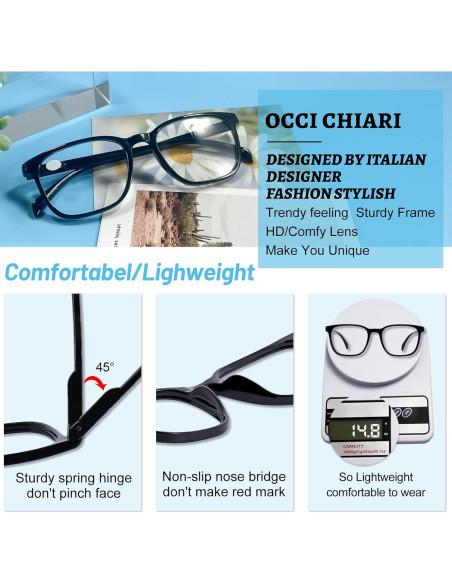Gafas de Lectura OCCI CHIARI XL 2.5x Negro para Hombres Gafas de Lectura OCCI CHIARI XL 2.5x Negro para Hombres