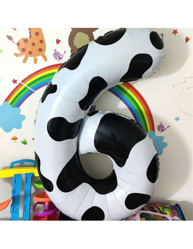 Globo Número 6 Gigante Isndare 101,6 cm Diseño de Vaca