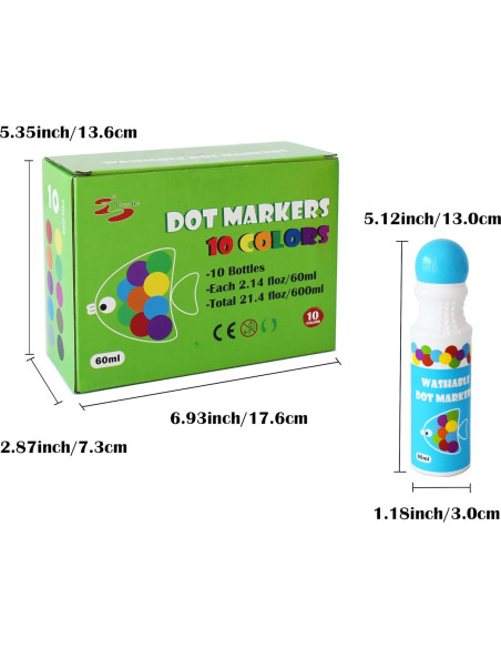 Marcadores de Puntos Yuanhe - 10 Colores Lavables para Niños Marcadores de Puntos Yuanhe - 10 Colores Lavables para Niños