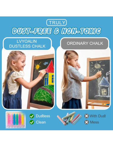 Tiza Sin Polvo LVYOALIN 6 Colores Lavables para Niños