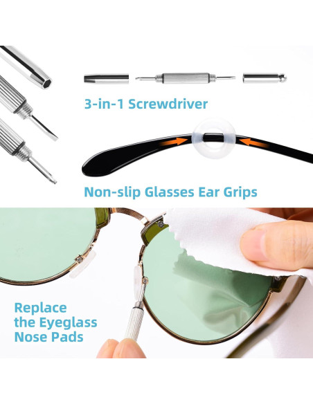 Kit de limpieza y reparación de gafas Edglete con estuche Kit de limpieza y reparación de gafas Edglete con estuche
