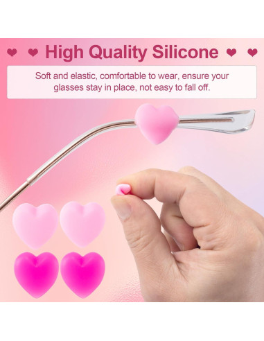 Grapas para Gafas de Silicona en Forma de Corazón - 11 Pares