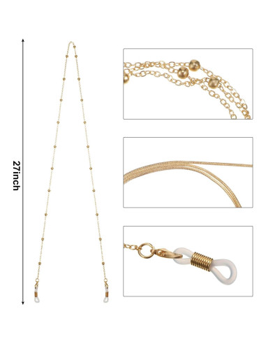 Cadena de Gafas 10 Piezas Beads para Mujeres 66 cm