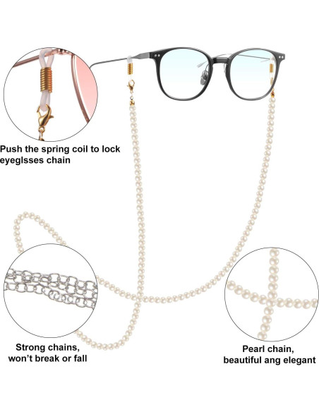 Cadena de Gafas 10 Piezas Beads para Mujeres 66 cm Cadena de Gafas 10 Piezas Beads para Mujeres 66 cm