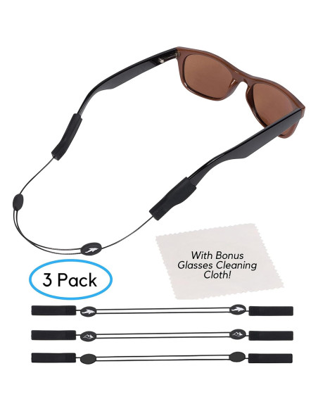 Correa Ajustable para Gafas - Paquete de 3 con Paño Correa Ajustable para Gafas - Paquete de 3 con Paño
