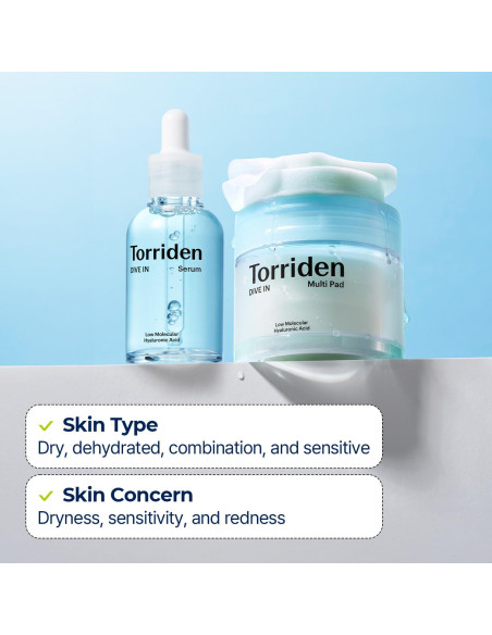 Suero Hidratante DIVE IN Torriden 50 ml + 80 Almohadillas Suero Hidratante DIVE IN Torriden 50 ml + 80 Almohadillas