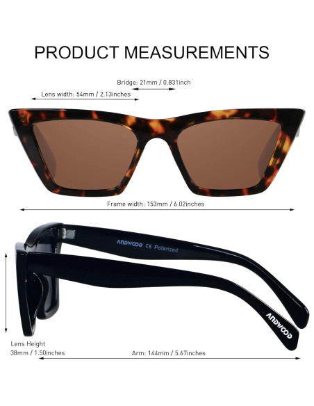 Gafas de sol Cat Eye ANDWOOD Polarizadas para Mujeres Gafas de sol Cat Eye ANDWOOD Polarizadas para Mujeres