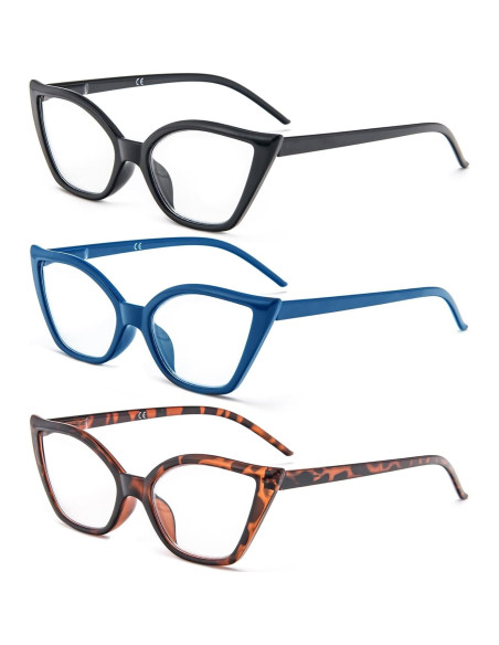 Gafas de Lectura Cat Eye DXYXYO 3 Paquetes Anti Luz Azul