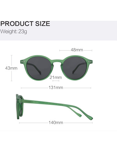 Gafas de Sol Polarizadas ZENOTTIC Retro 48mm Verde Cristal