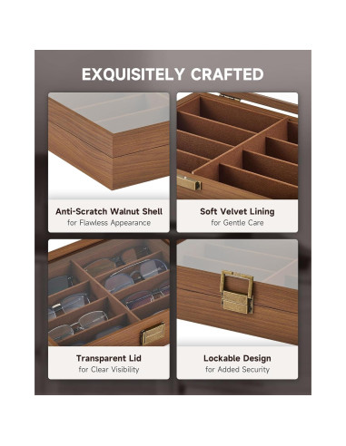 Organizador de Gafas CO-Z 8 Compartimentos Madera Elegante
