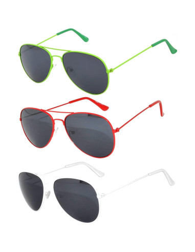 Juego de 3 Gafas de Sol Aviador Metal UV 50mm