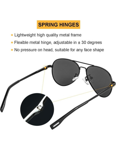 Gafas de Sol Aviador Gleyemor 52mm Polarizadas Unisex