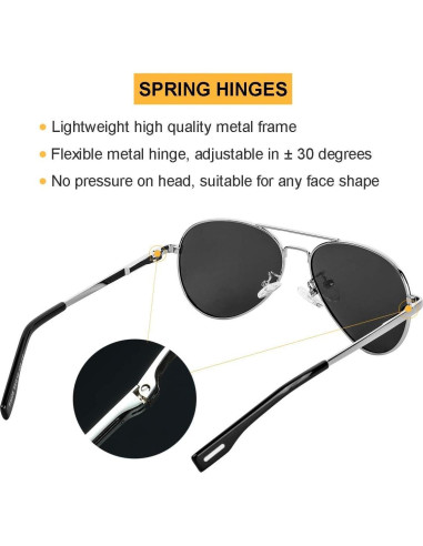 Gafas de Sol Aviador Gleyemor 52mm Polarizadas Unisex