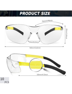 Paquete de 10 Gafas de Seguridad Transparentes ANSI Z87.1 2