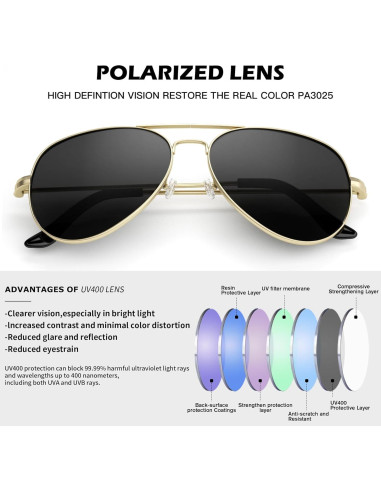 Gafas de sol Pro Acme Aviador UV400 para hombres y mujeres