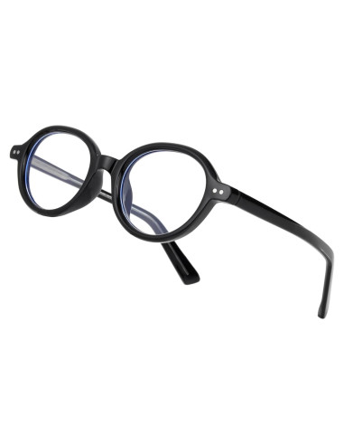 Gafas Redondas Vintage Anti Luz Azul Unisex Marco Negro