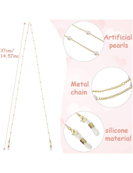 Cadenas para Gafas Weewooday 12 Piezas con Perlas Elegantes Cadenas para Gafas Weewooday 12 Piezas con Perlas Elegantes