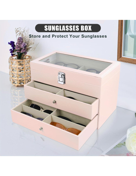 Estuche Organizador de Gafas de Sol 18 Compartimentos Cuero Estuche Organizador de Gafas de Sol 18 Compartimentos Cuero