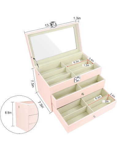 Estuche Organizador de Gafas de Sol 18 Compartimentos Cuero