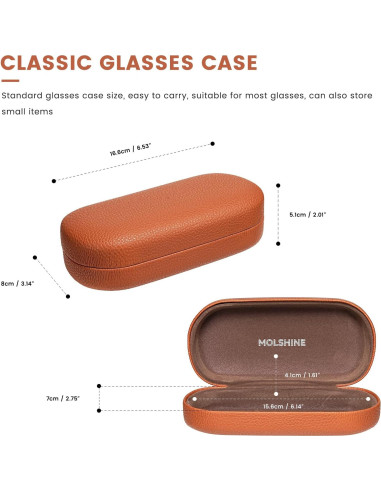 Funda Dura de Cuero Molshine para Gafas de Sol Grande