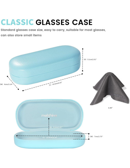 Funda Dura Molshine para Gafas de Sol Azul 15.6x7x4.1cm Funda Dura Molshine para Gafas de Sol Azul 15.6x7x4.1cm
