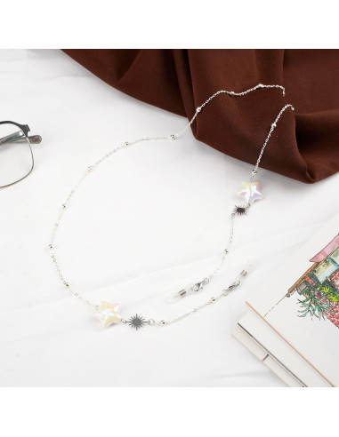 Cadena de Gafas Elegante para Mujeres - Estilo Estrella Plata