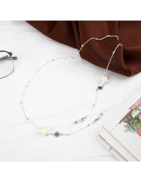 Cadena de Gafas Elegante para Mujeres - Estilo Estrella Plata Cadena de Gafas Elegante para Mujeres - Estilo Estrella Plata