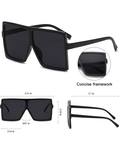 Gafas de Sol Cuadradas Sobredimensionadas UV400 Unisex