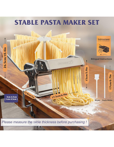 Máquina para Hacer Pasta Izzydodo con 9 Grosor Ajustable Máquina para Hacer Pasta Izzydodo con 9 Grosor Ajustable