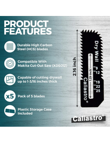 Sierras de corte drywall Caliastro para Makita - Paquete 5