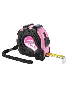 Cinta Métrica WORKPRO 5m Rosa, Retráctil con Bloqueo