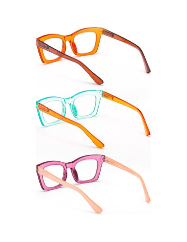 Gafas de lectura grandes para mujeres - 4 pares con filtro UV